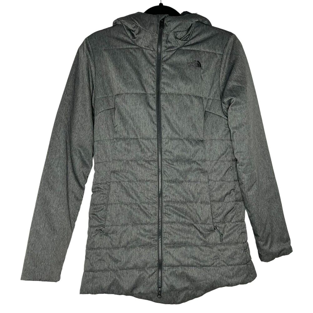 The North Face Women's Size S Puffer Coat Gray Hooded Full Zip